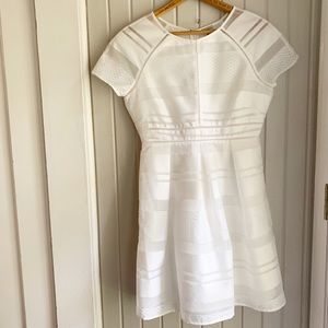 Cremieux White Stripe Fit & Flare Dress